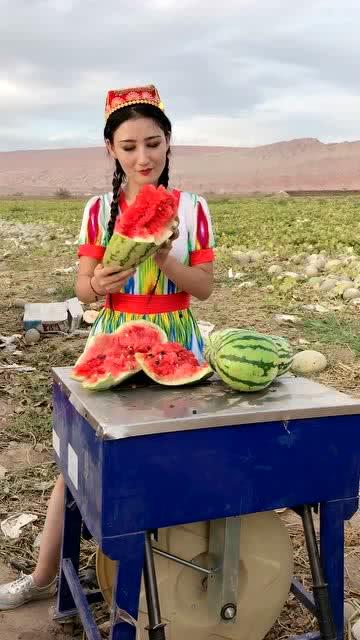 地里吃哈密瓜图片,哈密瓜的甜蜜诱惑